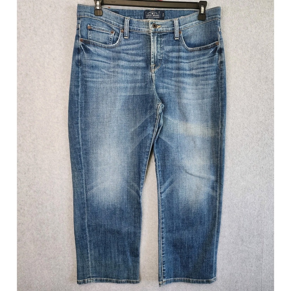 Lucky Brand Jeans Womens 14/32 Blue Denim Dark Wash Easy Rider Crop 34x26 Casual